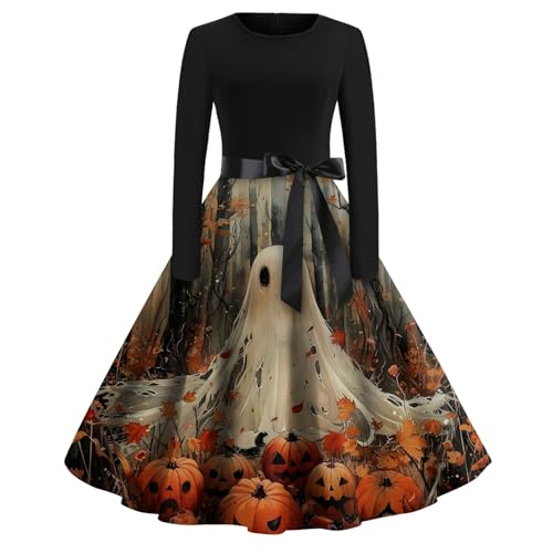 Halloween Kostüm Damen Tailliert Einzigartig Abendkleider Atmungsaktiv Schicke Hexenkleid Retro Blutige Outfits Festlich Gruselig Ballkleider Zeitgemäß Renaissance Blusenkleid(2-Grau,L) von Generic