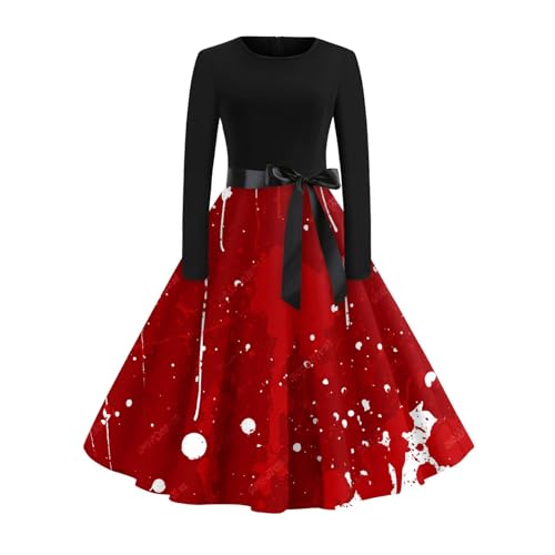 Halloween Kostüm Damen Tailliert Einzigartig Abendkleider Atmungsaktiv Schicke Hexenkleid Retro Blutige Outfits Festlich Gruselig Ballkleider Zeitgemäß Renaissance Blusenkleid(2-Rot,S) von Generic