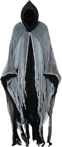 Halloween Kostüm Herren, Halloween Kostüm, 2025 Umhang Mit Kapuze Geist Cape Outfit Geist Kostüme Halloween-Kostüms Für Herren Damen Frauen Partner (Schwarz) von Generic