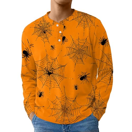Halloween Kostüm Herren Gruselig Leicht Baumwolle Halloween Kostüm Generisch Klassisch Halloweenkostüm Modische Bequeme Outfit Stretch Teufel Kleidung Vintage Horrorfest Oberteil (4-Ingwer,XL) von Generic