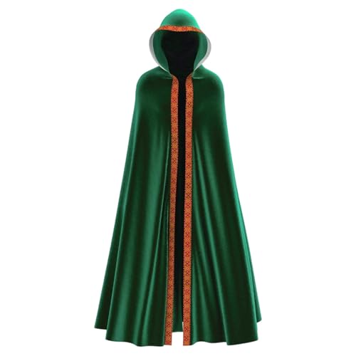 Halloween Kostüm Umhang, Unisex Kapuzenumhang Kostüm,Zaubererrobe Cape Mantel Schwarz Rot Vampirumhang Umhangjacke Gothic Gewand Cosplay Mittelalter Outfit für Halloween Mottoparty von Generic