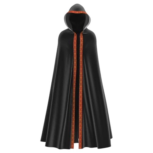 Halloween Kostüm Umhang, Unisex Kapuzenumhang Kostüm,Zaubererrobe Cape Mantel Schwarz Rot Vampirumhang Umhangjacke Gothic Gewand Cosplay Mittelalter Outfit für Halloween Mottoparty von Generic