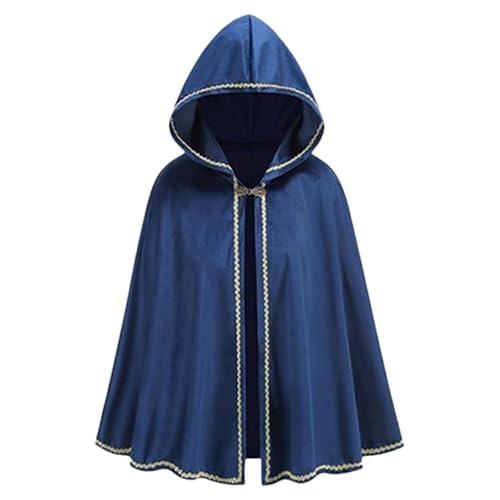Halloween Kostüm Unisex,Halloween Umhang Erwachsene,Kapuzenumhang Kurz Samt Cape Halbumhang Renaissance Umhangjacke Gothic Capelet Cosplay Mittelalter Samtmantel Outfit Für Halloween Mottoparty Party von Generic