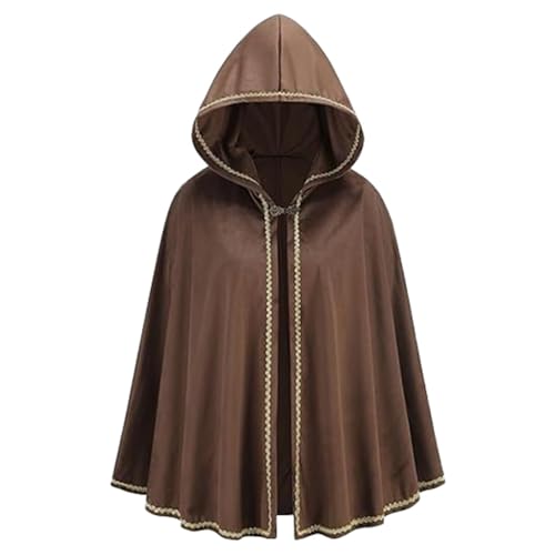 Halloween Kostüm Unisex,Halloween Umhang Herren,Zaubererrobe Kurz Samt Cape Mantel Halbumhang Kapuzenumhang Gothic Umhang Cosplay Uniform Mittelalter Samtmantel Kostüm Für Erwachsene Vampirball Party Halloween Kostüm Unisex,Halloween Umhang Herren,Zaubererrobe Kurz Samt Cape Mantel Halbumhang Kapuzenumhang Gothic Umhang Cosplay Uniform Mittelalter Samtmantel Kostüm Für Erwachsene Vampirball Party von Generic