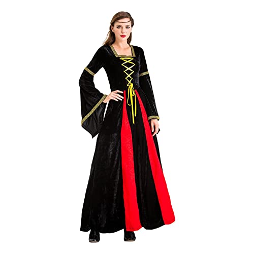 Halloween-Kostüm für Damen | Britische Hofkönigin-Kleid mit langen Ärmeln und langen Ärmeln, Halloween-Kostüm von Generic