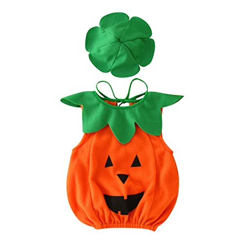 Halloween Kostüme Kürbis Kostüme Halloween Kürbis Sets Unisex Kürbis Kostüme Karneval Cosplay Party Kleid Kürbis Kostüm Kinder Halloween Verkleidungs Sets für Jungen Mädchen (Orange, 6-12 Months) von Generic