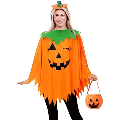 Halloween Kürbis Kostüm Damen Erwachsene Orange Kürbis Umhang mit Stirnband und Candy Bag Süße Halloween Kürbiskostüm Cosplay für Mottoparty Maskerade Party Requisiten Outfits Halloween Kürbis Kostüm Damen Erwachsene Orange Kürbis Umhang mit Stirnband und Candy Bag Süße Halloween Kürbiskostüm Cosplay für Mottoparty Maskerade Party Requisiten Outfits von Generic