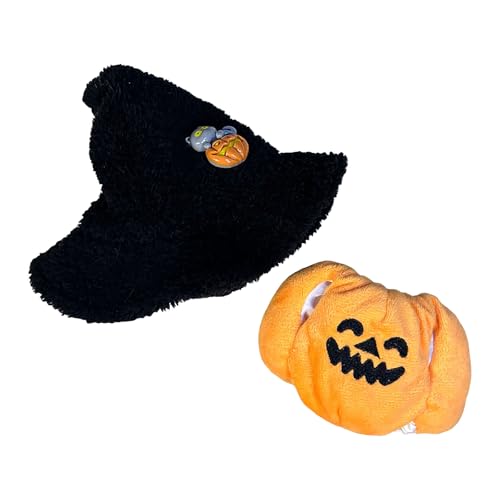 Halloween-Kürbis-Outfit mit Geister,Süßes Kürbis-Kleidung mit Hexenhut für 17 cm Puppen,Kürbis-Top-Zauberer und Oberteil für Sammler-Kinder-Outfit von Generic