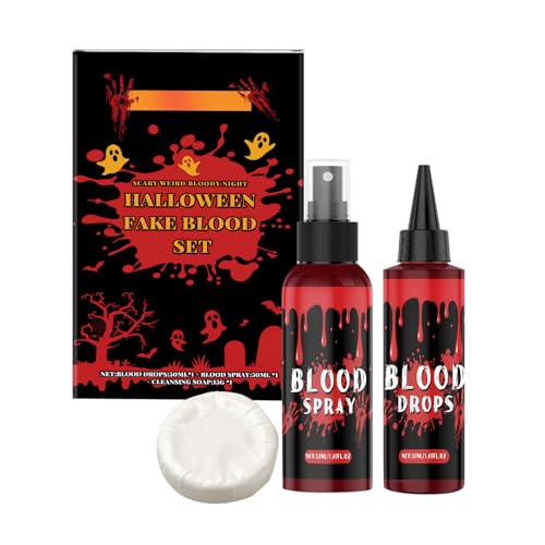 Halloween Kunstblut Realistische - Kunstblut 3er Set,Profi Realistisches Kunstblut Spezialeffekt für Karneval Theater Unfug Zombie Vampir Clown Monster Cosplay Spezialeffekte Make Up (A) von Generic