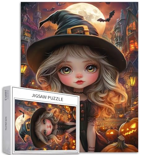 Halloween Little Witch Puzzle für Erwachsene, Cartoon-Stil, Kunst-Puzzle, bunt, DIY-Puzzle, Heimdekoration, Geschenke, Familienpuzzle, perfekt für Spieleabende, 50 x 70 cm, 1000 Teile Halloween Little Witch Puzzle für Erwachsene, Cartoon-Stil, Kunst-Puzzle, bunt, DIY-Puzzle, Heimdekoration, Geschenke, Familienpuzzle, perfekt für Spieleabende, 50 x 70 cm, 1000 Teile von Generic