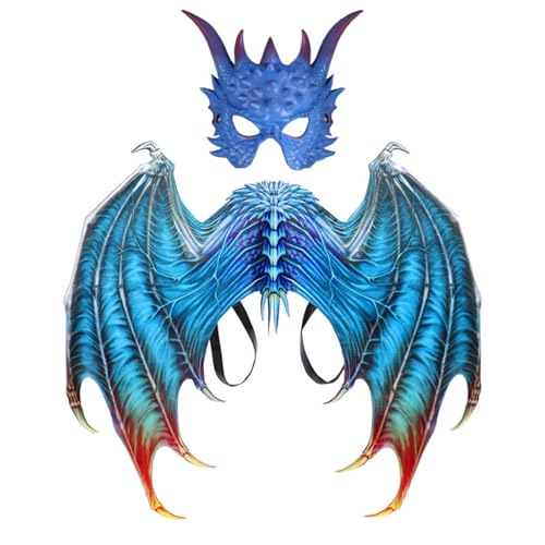 Halloween Maske Horror - Drachenflügel-Set, Cool Halloween Maske für Erwachsene Kinder, Mottoparty, Cosplay,Maskerade (Blue, 82cm) von Generic
