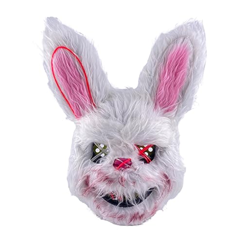 Halloween Maske Horror Hasenmaske, Gruselige Halloween Maske für Erwachsene, Lustige Bunny Maske für Halloween Kostüm Karnevalsparty Cosplay Maskerade, Blutige Kaninchen Maske (Hellblau) von Generic