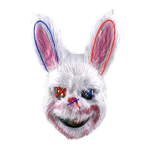 Halloween Maske Horror Hasenmaske, Gruselige Halloween Maske für Erwachsene, Lustige Bunny Maske für Halloween Kostüm Karnevalsparty Cosplay Maskerade, Blutige Kaninchen Maske (Himmelblau) von Generic