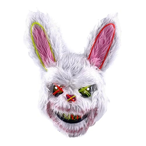 Halloween Maske Horror Hasenmaske, Gruselige Halloween Maske für Erwachsene, Lustige Bunny Maske für Halloween Kostüm Karnevalsparty Cosplay Maskerade, Blutige Kaninchen Maske (Rot) von Generic