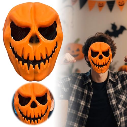Halloween Maske Horror - Lustige Kürbis Maske, Gruselige Halloween Maske für Erwachsene Kinder, Mottoparty, Halloween, Cosplay,Maskerade (Orange, 19.9cm) von Generic