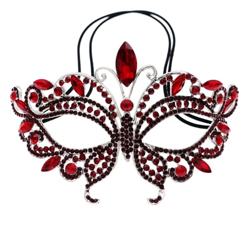 Halloween Maske Horror - Metall Halbmaske, Gruselige Maske für Erwachsene Kinder, Mottoparty, Halloween, Cosplay,Maskerade，Dungeon, Dämon (Red, 18X10CM) von Generic