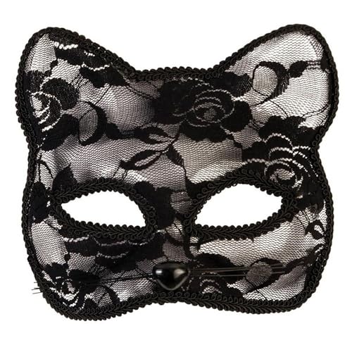 Halloween Maske Horror - Spitze Katze Maske,Halbmaske，Gruselige Masken für Erwachsene Kinder, Mottoparty, Halloween, Cosplay,Maskerade,Therian (Black, 16x15x5cm) von Generic