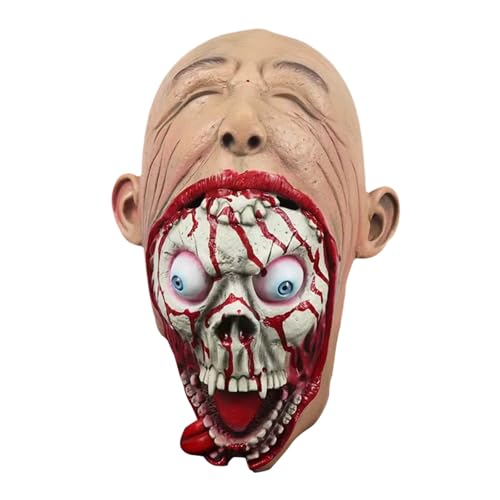 Halloween Maske Totenkopf Maske,Gruselige Vollkopf 3D Skelett Masken,Biochemische Skelettmaske,Realistische Halloween Totenkopfmaske,für Cosplay Party (Rot) von Generic