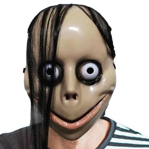 Halloween Maske - gruselige Gesichtsabdeckung, lange Haare gruselige Kopfbedeckung, volles Gesicht Kostüm | Gruseliges realistisches Design, Horror - -Accessoire verwenden Cosplay, Partys, V von Generic