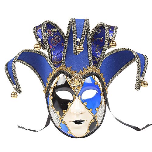 Halloween Masquerade Masken Venezianische Maskenball Maske für Erwachsene Herren Damen Frauen Mardi Gras Halbmaske Blau Halloween Kostüm Erwachsene Kinder Haloween Costume von Generic