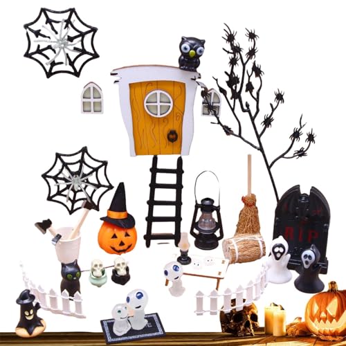 Halloween Miniatur-Szene | 35 Stück Kürbiskelettfigur Halloween Dorf Accessoires - Wiederverwendbare Miniaturen Puppenhaus Zubehör, Mini, Garten Halloween Miniatur-Szene | 35 Stück Kürbiskelettfigur Halloween Dorf Accessoires - Wiederverwendbare Miniaturen Puppenhaus Zubehör, Mini, Garten von Generic