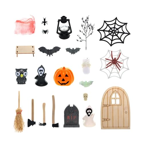 Halloween-Miniaturen zum Basteln, Miniaturen für Puppenhaus, Halloween, dekorative Miniaturen für Horror | multifunktionales Feengartenzubehör mit Feenlichtern Halloween-Miniaturen zum Basteln, Miniaturen für Puppenhaus, Halloween, dekorative Miniaturen für Horror | multifunktionales Feengartenzubehör mit Feenlichtern von Generic