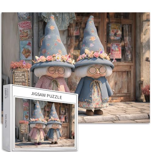 Halloween Oma Puzzle für Erwachsene, Gemeinschaftspuzzle, Bühne, darstellende Kunst, Puzzle, herausfordernde Familienaktivitäten, buntes Bastelpuzzle für Heimdekoration, Geschenke, 68 x 50 cm von Generic