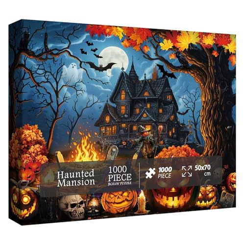 Halloween-Puzzle, Puzzle für Erwachsene, Holzpuzzle, geeignet für Kinder, Kleinkinder und ältere Menschen, Familien-Puzzlespielzeug, Kinder-Puzzlespiele KzW852 (White, 70X50CM) von Generic