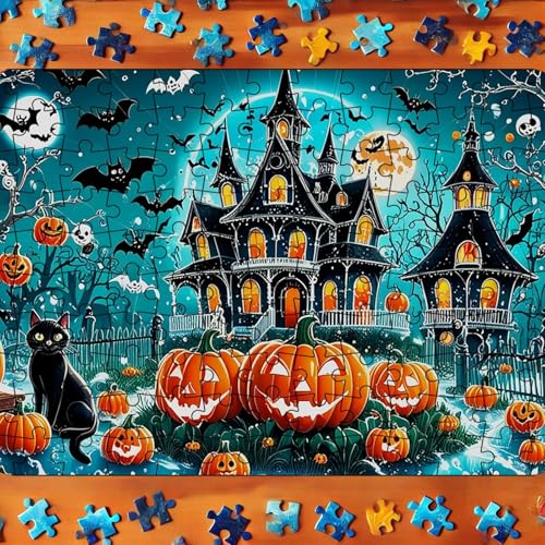 Halloween-Puzzle-Spielzeug für Kinder und Erwachsene, pädagogisches Papierpuzzle, Indoor-Aktivität für Kinder ab 7 Jahren KzW814 (Sky Blue, 30x21cm) von Generic