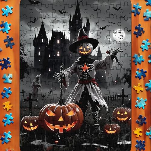 Halloween-Puzzle-Spielzeug für Kinder und Erwachsene, pädagogisches Papierpuzzle, Indoor-Aktivität für Kinder ab 7 Jahren KzW818 (Black, 30x21cm) von Generic