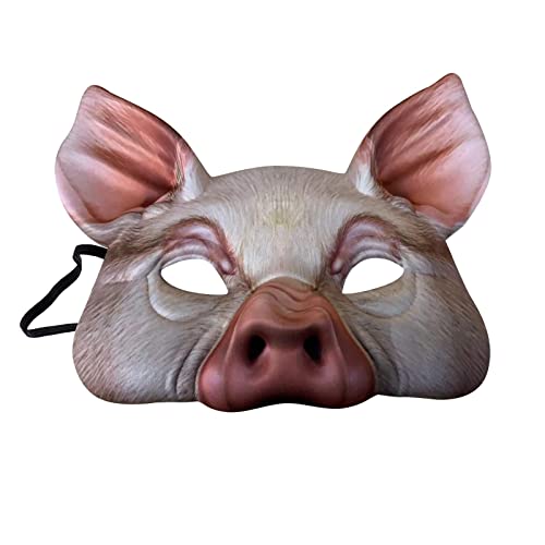 Halloween Schweinemaske Halbmaske Schweine Maske Realistisch Lustige Tier Masken Pig Mask Halloween-Kostüm Erwachsene Kinder Haloween Costumes von Generic