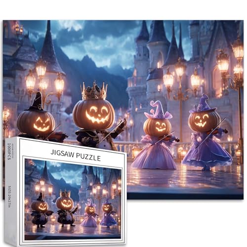 Halloween-Sinfonieorchester, 1000-teiliges Puzzle für Erwachsene, Geistermusik, Party, Kunst, Puzzle, anspruchsvolle Familienaktivitäten, buntes Bastelpuzzle für Heimdekoration, Geschenke, 68 x 50 cm von Generic