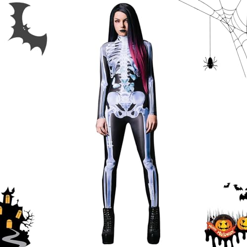 Halloween Skelett Kostüm - Skelettkostüme für Männer und Frauen | Halloween-Cosplay-Overall, Skelett-Kostüme für Männer und Frauen, Halloween-Partyzubehör, Body von Generic