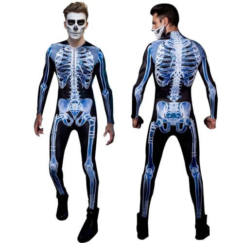 Halloween Skelett Kostüm für Männer und Frauen | Cosplay Body Skelett Bodysuit für Halloween Partys | Verkleidete Partybedarf, Unisex Halloween Jumpsuit Kostüm aus Po von Generic