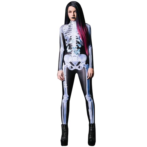 Halloween Skelett Kostüm für Männer und Frauen | Cosplay Body Skelett Bodysuit für Halloween Partys | Verkleidete Partybedarf, Unisex Halloween Jumpsuit Kostüm aus Po Halloween Skelett Kostüm für Männer und Frauen | Cosplay Body Skelett Bodysuit für Halloween Partys | Verkleidete Partybedarf, Unisex Halloween Jumpsuit Kostüm aus Po von Generic