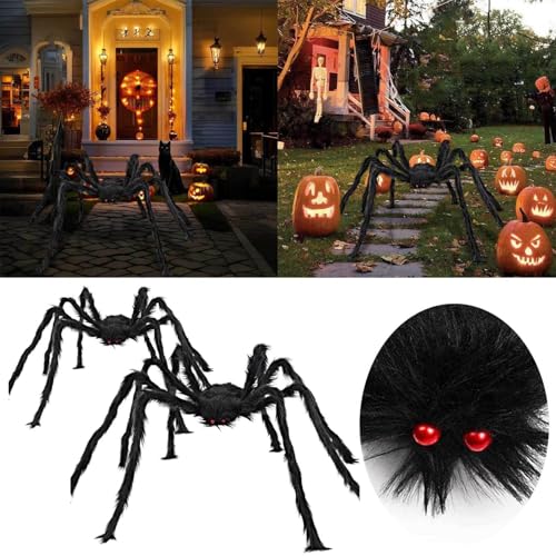 Halloween Spinnen, 30cm&150cm Riesenspinne,Scherzartikel,Spinnennetz Halloween ​Dekoration, Gruselige Spinne Realistische große Spinne Requisiten,für Halloween-Partydekorationen, (150CM) von Generic