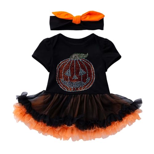 Halloween Strampler Halloween-Outfits für Mädchen Glitzer-Kurzarmkleid Babykostüm süßes Partykleidung modischer Haarschmuck Kleinkind Halloween Strampler Halloween-Outfits für Mädchen Glitzer-Kurzarmkleid Babykostüm süßes Partykleidung modischer Haarschmuck Kleinkind von Generic