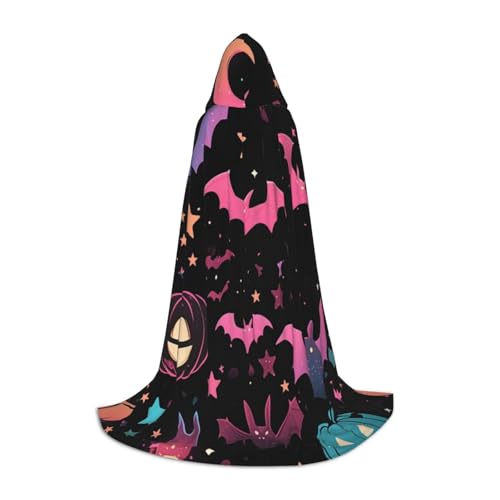 Halloween Thema Umhang mit Kapuze Fledermäuse und Sterne Kapuzenumhang Umhang Kostüm Mit Kapuze für Halloween-Partys, Cosplay-Events Und Gothic-Themenabende, Neon-Lila Halloween Thema Umhang mit Kapuze Fledermäuse und Sterne Kapuzenumhang Umhang Kostüm Mit Kapuze für Halloween-Partys, Cosplay-Events Und Gothic-Themenabende, Neon-Lila von Generic