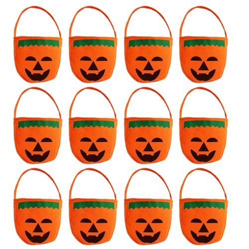 Halloween Tote Bags - -Süßigkeitstüten mit Griff oben | Süßer Vlies-Behälter, 12 Halloween-Leckerli-Beutel, Halloween-Partygeschenke von Generic