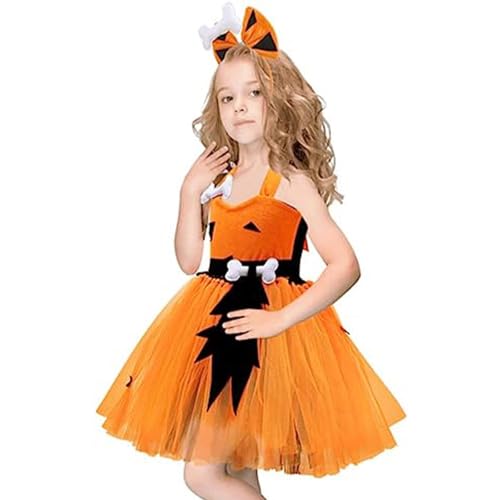 Halloween Tüllkleid für Mädchen, Halloween Tüllkleid für Mädchen - Tüllkleid Halloween Kleid | Prinzessin Kleid mit Schleifenstirnband, ärmelloses Ballkleid für Rollenspiel-Performance von Generic
