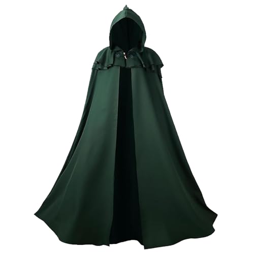 Halloween Umhang Herren, Templer Ritter Kostüm,Kapuzenumhang Cape Mantel Robe Umhangjacke Gothic Gewand Cosplay Uniform Mittelalter Outfit für Erwachsene Halloweenparty von Generic