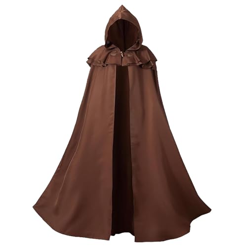 Halloween Umhang Herren, Templer Ritter Kostüm,Kapuzenumhang Cape Mantel Robe Umhangjacke Gothic Gewand Cosplay Uniform Mittelalter Outfit für Erwachsene Halloweenparty von Generic