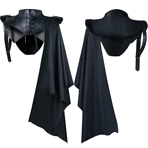 Halloween Umhang Herren,Templer Ritter Kostüm,Textur Schnürung Schulterschutz Kunstleder Halbumhang Piraten-Umhang Gothic Umhang Cosplay Uniform Mittelalter Outfit Für Erwachsene Faschingskostüme Halloween Umhang Herren,Templer Ritter Kostüm,Textur Schnürung Schulterschutz Kunstleder Halbumhang Piraten-Umhang Gothic Umhang Cosplay Uniform Mittelalter Outfit Für Erwachsene Faschingskostüme von Generic