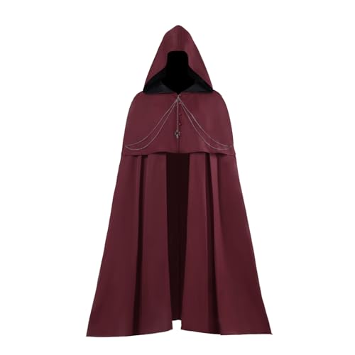 Halloween Umhang Mit Kapuz, Vampir Kapuzenumhang Unisex,Zaubererrobe Cape Bühnenauftritte TheaterKostüm Umhangjacke Gothic Gewand Mittelalter Verkleidung Uniform für Halloweenparty von Generic