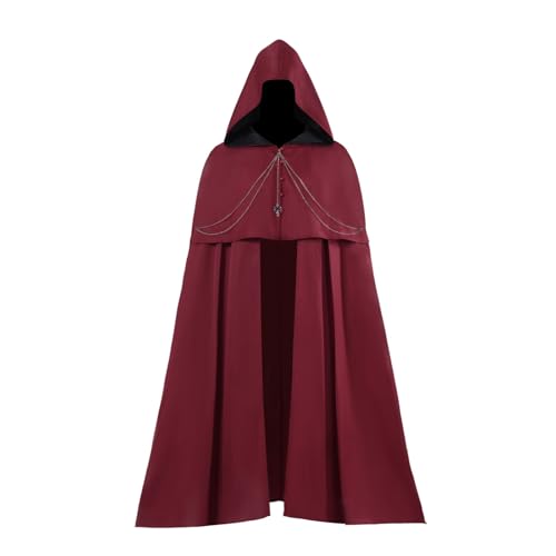 Halloween Umhang Mit Kapuz, Vampir Kapuzenumhang Unisex,Zaubererrobe Cape Bühnenauftritte TheaterKostüm Umhangjacke Gothic Gewand Mittelalter Verkleidung Uniform für Halloweenparty von Generic
