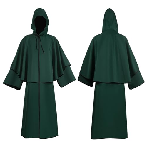 Halloween Umhang Mit Kapuze,Halloween Kostüm Unisex,Zaubererrobe Cape Langarm Mantel Kapuzenumhang Gothic Umhang Mittelalter Zauberer Verkleidung Uniform Für Erwachsene Faschingskostüme von Generic