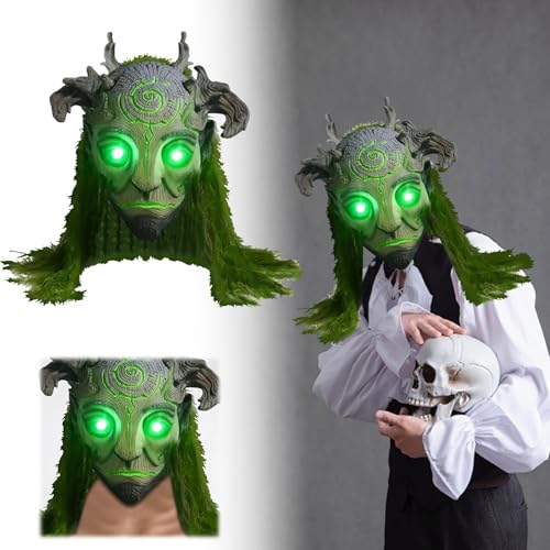 Halloween Waldgeist Elfen Maske Realistische Baum Altmanngarnitur Gruselige Zombie Unheimliche Dämonenmasken Erschreckende Waldelfen Halloween Maske für Erwachsene (Grün) von Generic