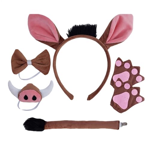 Halloween-Warzenschweine-Verkleidungsset - Tierverkleidungs-Accessoires, Animal-Cosplay-Outfit | Cosplay Warthogs Dress-Up Kit - Lightweight Costume Accessories For Stage Acts, Halloween Costume Fêtes von Generic