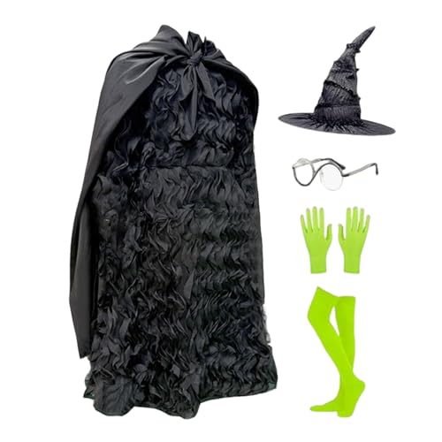 Halloween Witch Kostüm, Mädchen Hexenkostüm, Kinder Atmungsaktives Outfit 5-12 Jahre Alt, Hexen-Outfit Girls Kleider Set Rollenspiele Halloween Magics Set von Generic