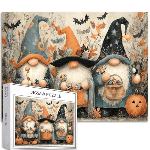 Halloween-Zwergbrüder, 1000-teiliges Puzzle für Erwachsene, Zaubererhut, Verkleidung, Kunst-Puzzle, anspruchsvolle Familienaktivitäten, buntes Bastelpuzzle für Heimdekoration, Geschenke, 68 x 50 cm Halloween-Zwergbrüder, 1000-teiliges Puzzle für Erwachsene, Zaubererhut, Verkleidung, Kunst-Puzzle, anspruchsvolle Familienaktivitäten, buntes Bastelpuzzle für Heimdekoration, Geschenke, 68 x 50 cm von Generic